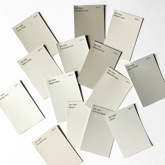 Gray paint samples