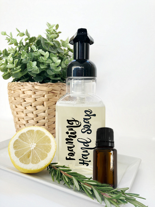 How to make foaming hand soap with Castile Soap and essential oil.