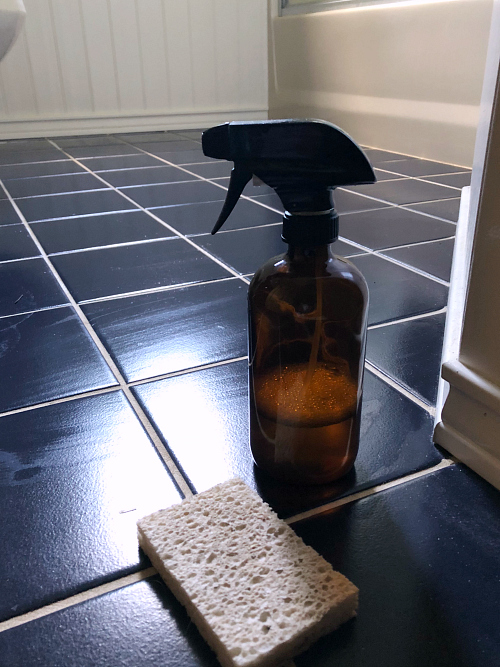 Cleaning floor tile prior to painting and stenciling