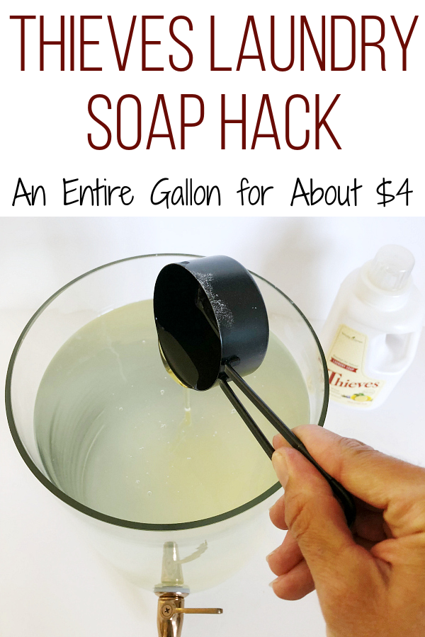 Adding Thieve Laundry Soap to a DIY version that's more budget-friendly