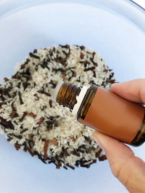Adding essential oil to scented coaster filling