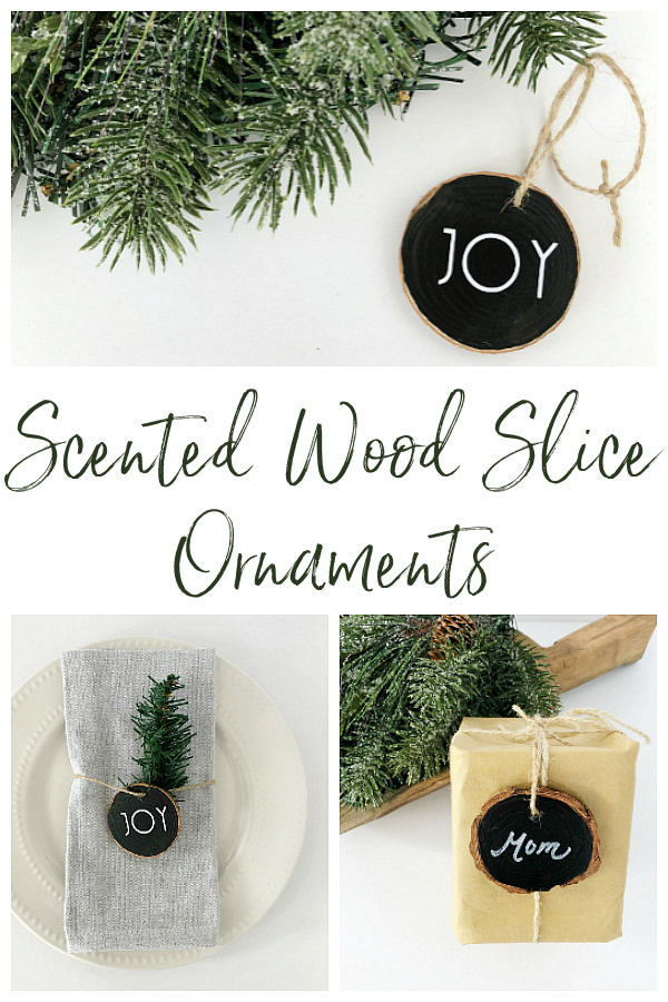 Wood Slice Ornaments that can be used in a variety of ways: ornaments for the tree, napkin rings, or gift tags.