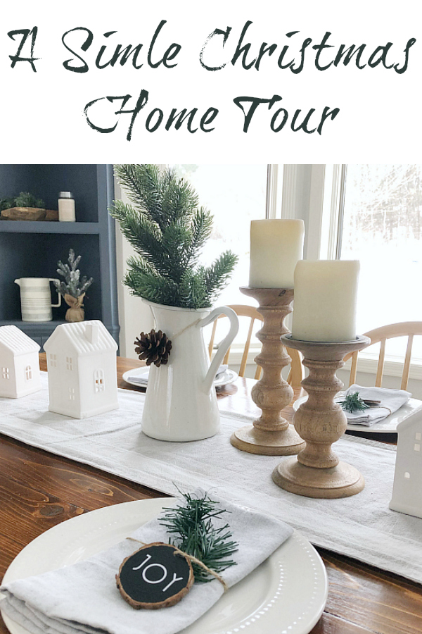 A simple Christmas home tour concentrating on the entry, dining room, and fireplace.