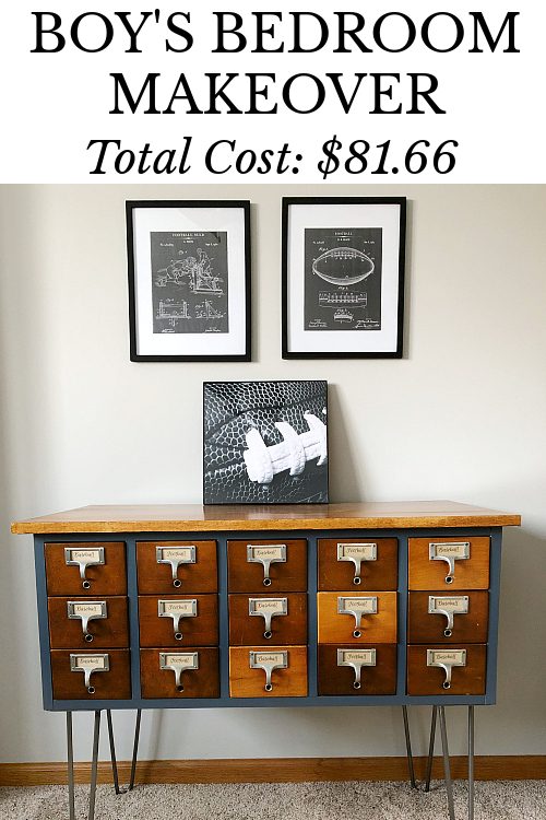 Old card catalog repurposed into baseball card storage