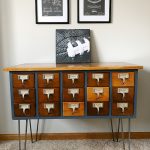 This idea is genius! Store football and baseball cards in a card catalog! Love the makeover! #baseballcards #organizationideas