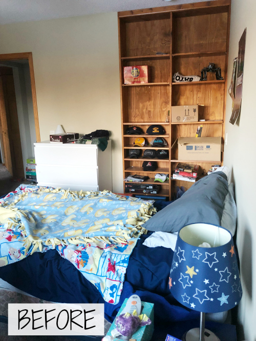 Boy Bedroom Before: Shelving Unit