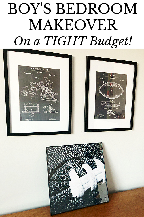 Free framed football printables and photo in boy's bedroom