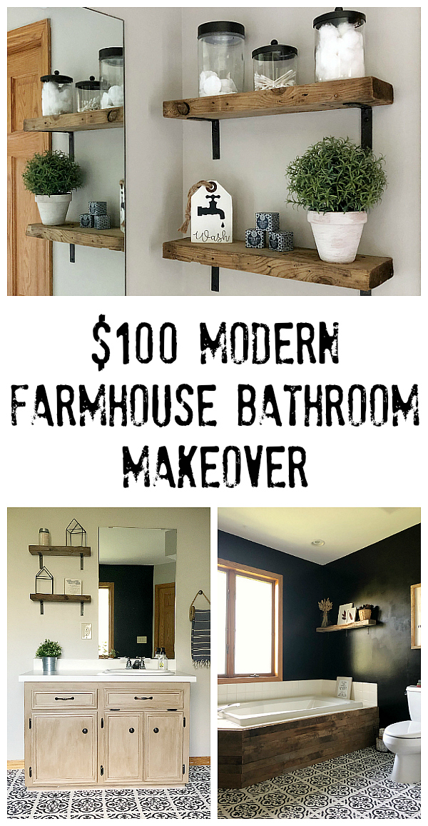 A Modern Farmhouse Bathroom Makeover with a budget of $100