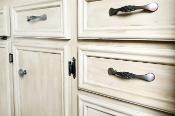 Vanity Makeover. Hide Wood Grain. Create a weathered wood look with chalk paint and dark wax.