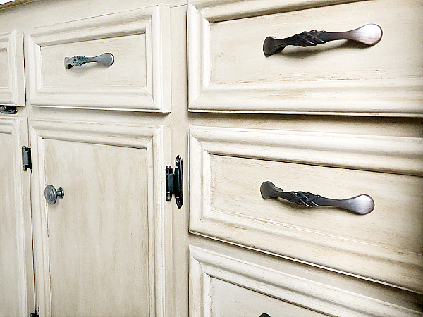 Hiding wood grain on oak vanity