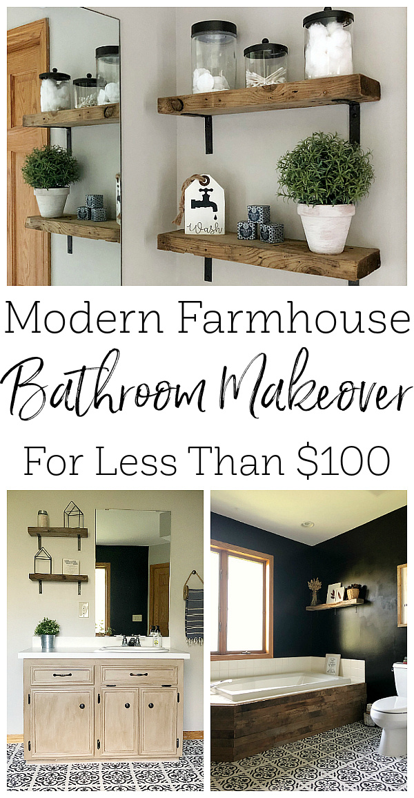 Modern Farmhouse Bathroom Makeover for Less Than $100