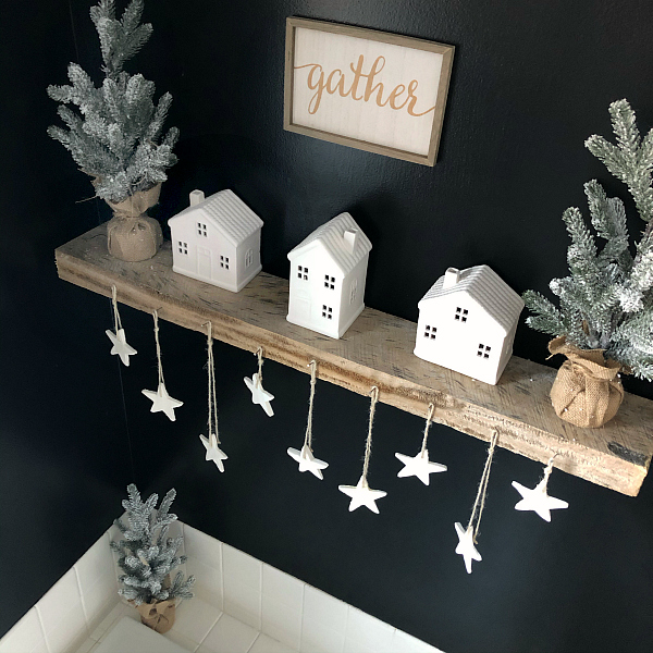 Bathroom Shelf displaying homemade scented clay ornaments