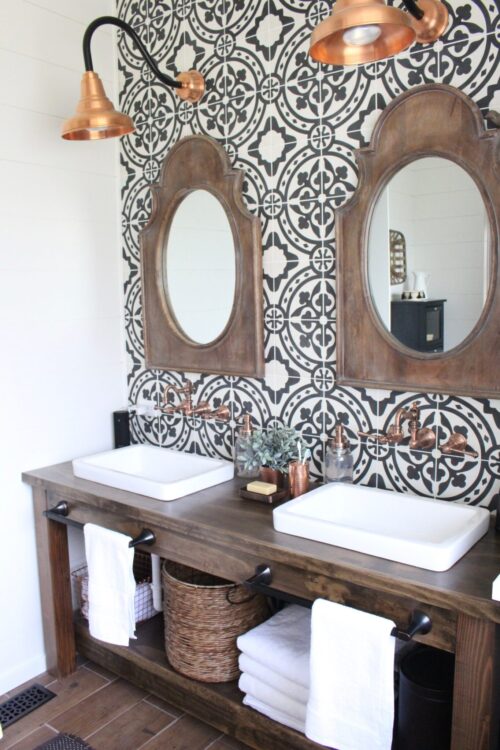 Farmhouse/ Boho bathroom from White Cottage Home and Living