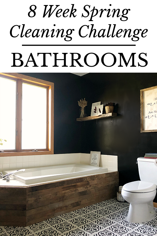 Tub with barnwood surround in modern farmhouse style bathroom