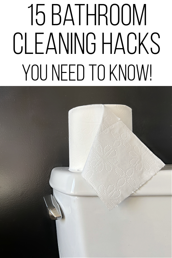 Roll of toilet paper on the back of a toilet