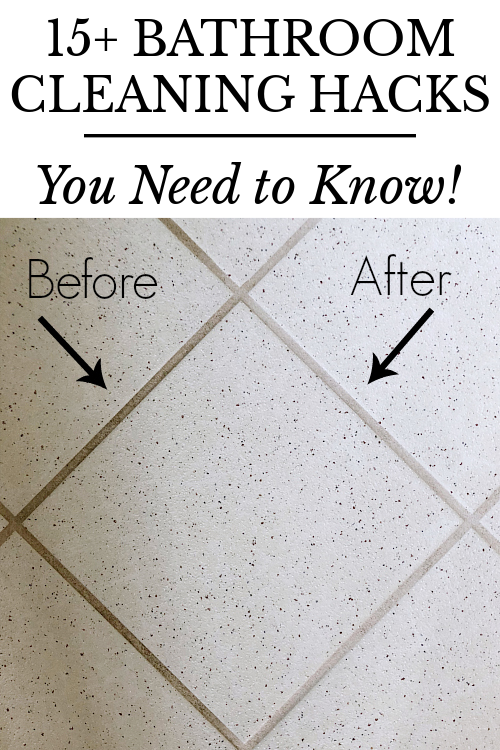 Before and after of tile grout cleaned with a DIY Grout Cleaner