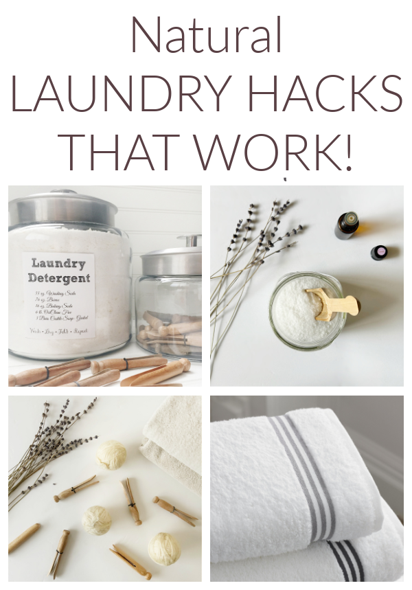 Collage of laundry cleaning hacks that work!