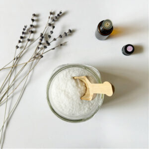 Homemade Laundry Scent Booster made with salt and essential oil