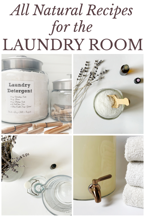 Collage of DIY recipes for the laundry room