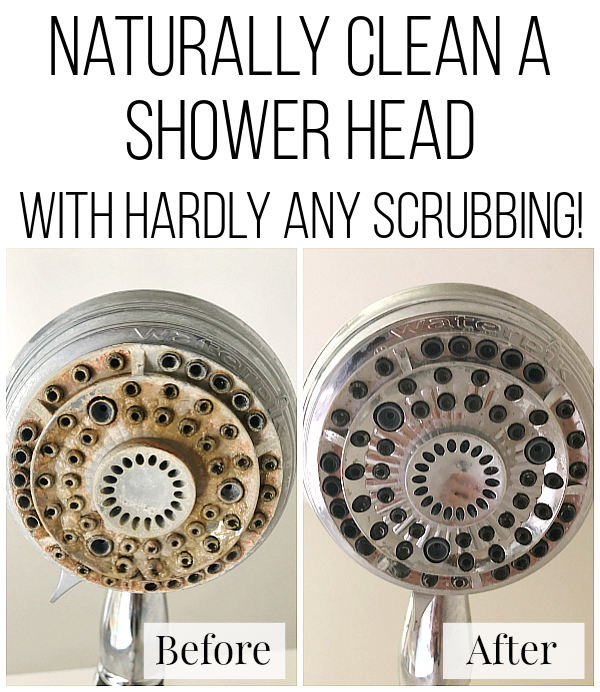 Shower head before and after cleaning with vinegar
