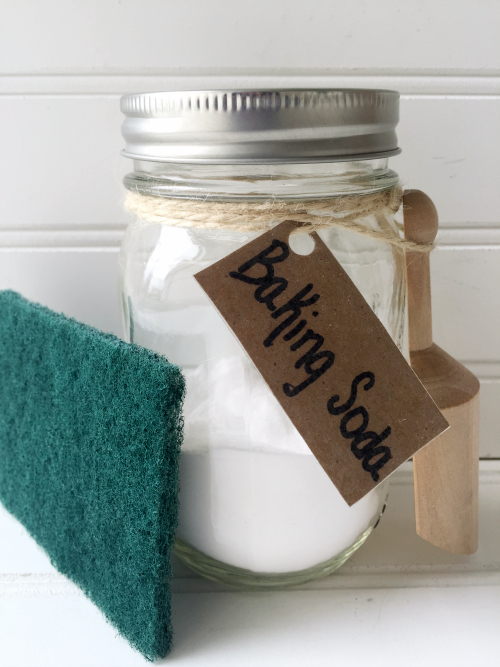 Items needed to clean a glass stove top: Baking Soda and scour pad