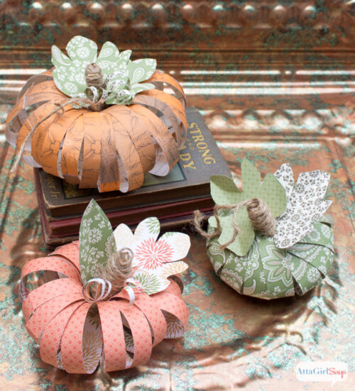 DIY Scrapbook Paper Pumpkins from Atta Girl Says