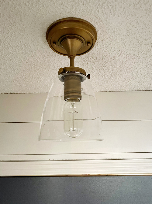 Light Fixture in $80 Farmhouse Entryway Makeover