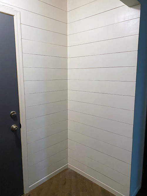 Painted shiplap walls on a budget