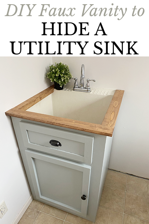 DIY Faux Vanity created to hide a utility sink in the laundry room
