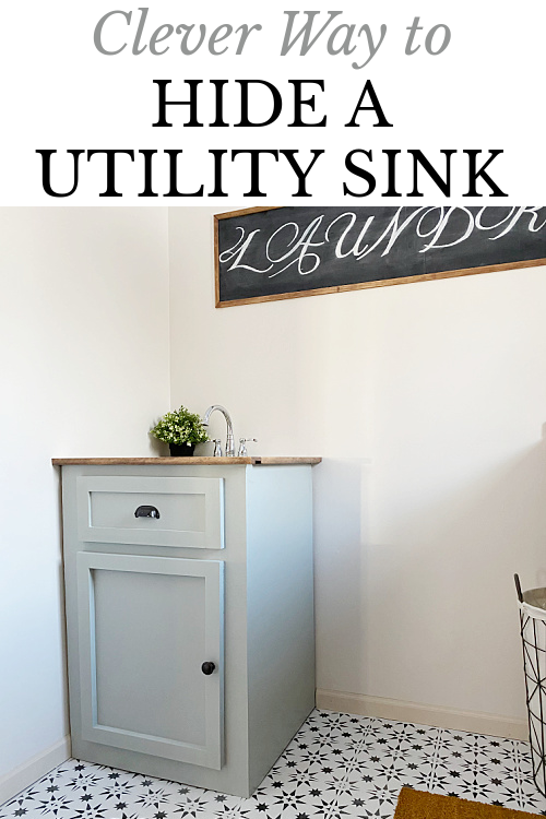 DIY Faux Vanity used to hide a utility sink in the laundry room