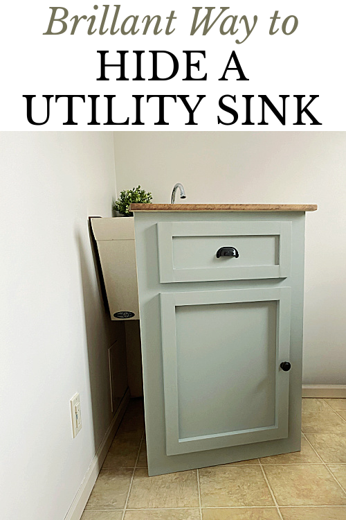 Removable faux vanity created to hide a utility sink