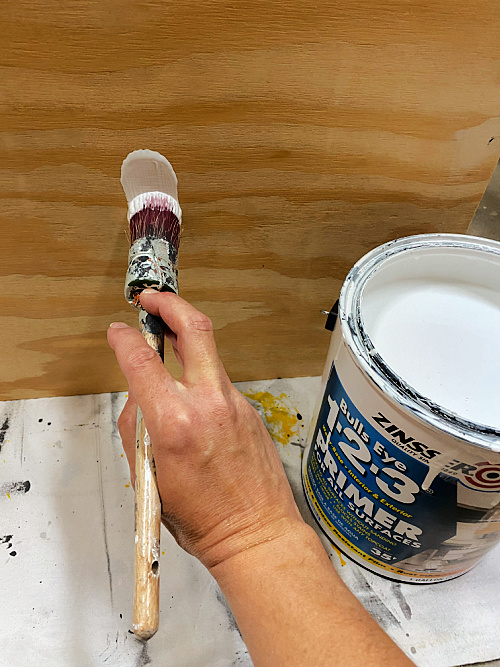 Priming faux vanity frame that will hide a utility sink