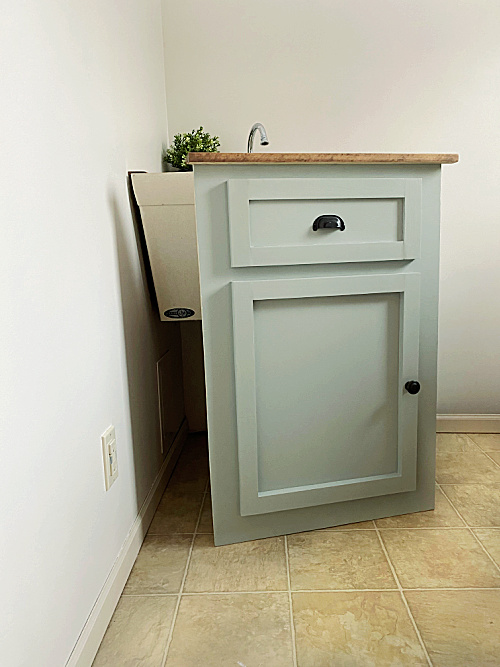 Faux Vanity to Hide Utility Sink can be removed to access plumbing