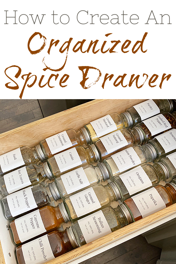 Spice Drawer Organization with tips and tricks for cohesive storage and labeling.