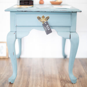 Chippy End Table Painted in Fusion Mineral Milk Paint in the Color Monterey
