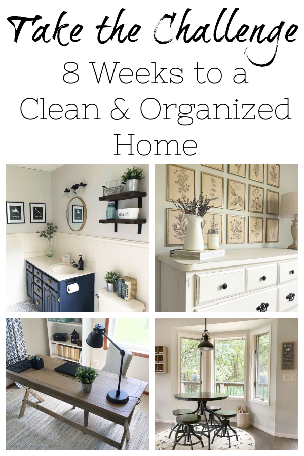 8 Week Cleaning Challenge focusing on one space in your home each week. Free Printable Checklists each week.