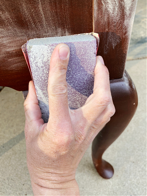 Sanding furniture prior to applying milk paint