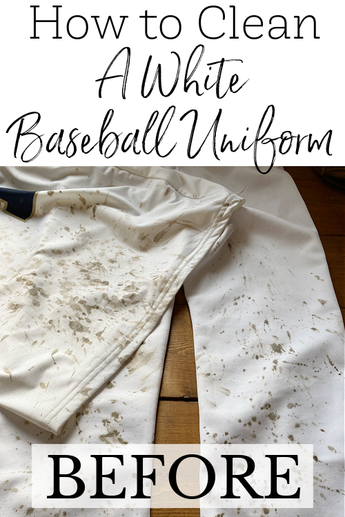 White baseball pants and shirt prior to cleaning.