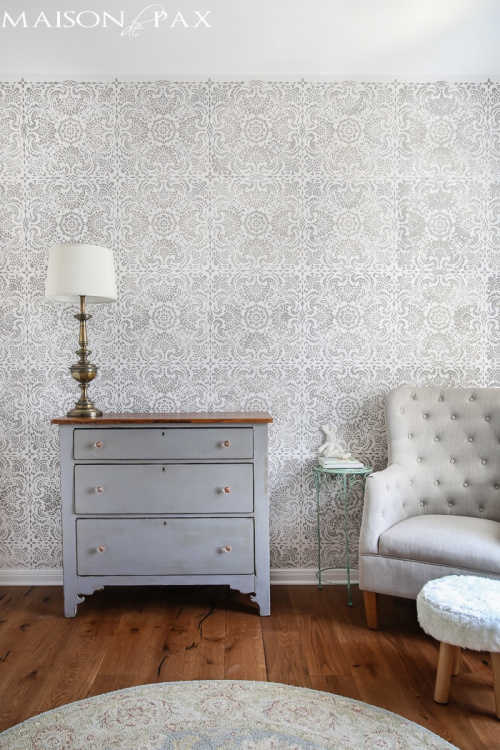 Stenciled Accent Wall via Maison de Pax