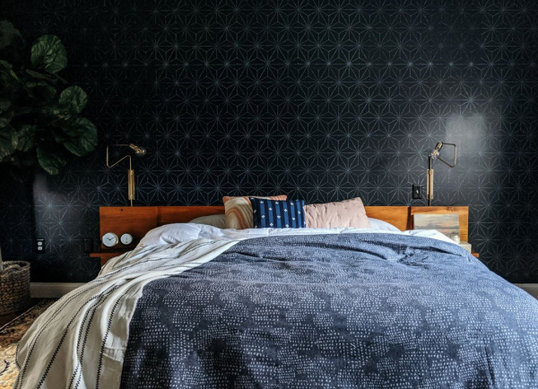 Stenciled Accent Wall via Bloom in the Black