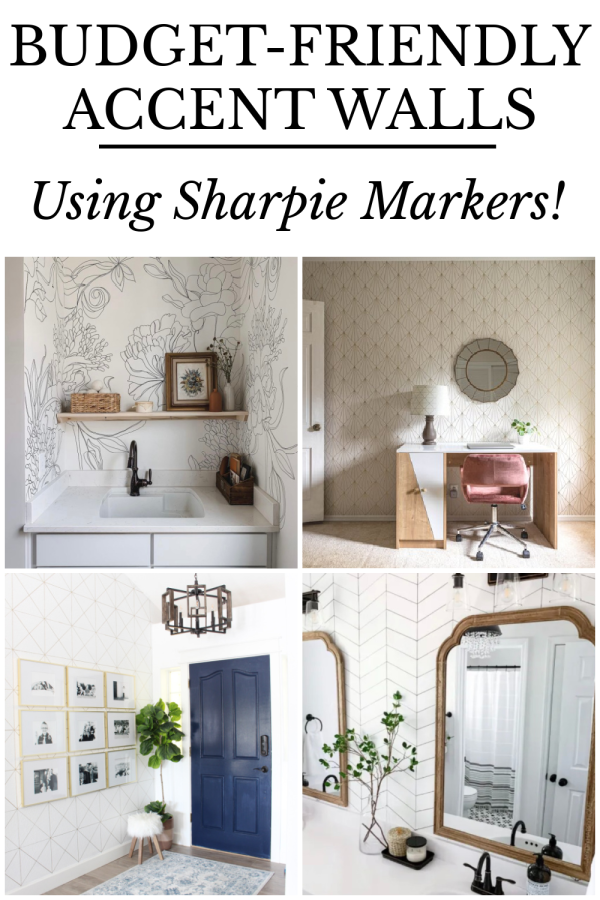 Collage of accents walls made with a Sharpie marker