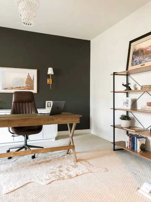 Bold Black Accent Wall in Office