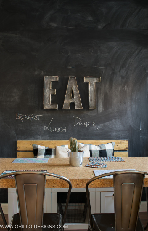 Accent Wall created with chalkboard paint a kitchen/dining room.