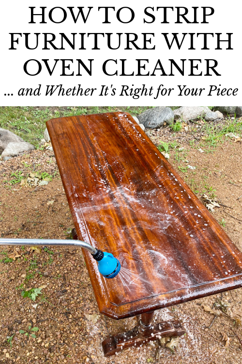 Rinsing off table with a hose