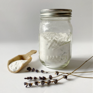 Homemade Carpet Freshener Made with Baking Soda, Essential Oil, and Dried Lavender