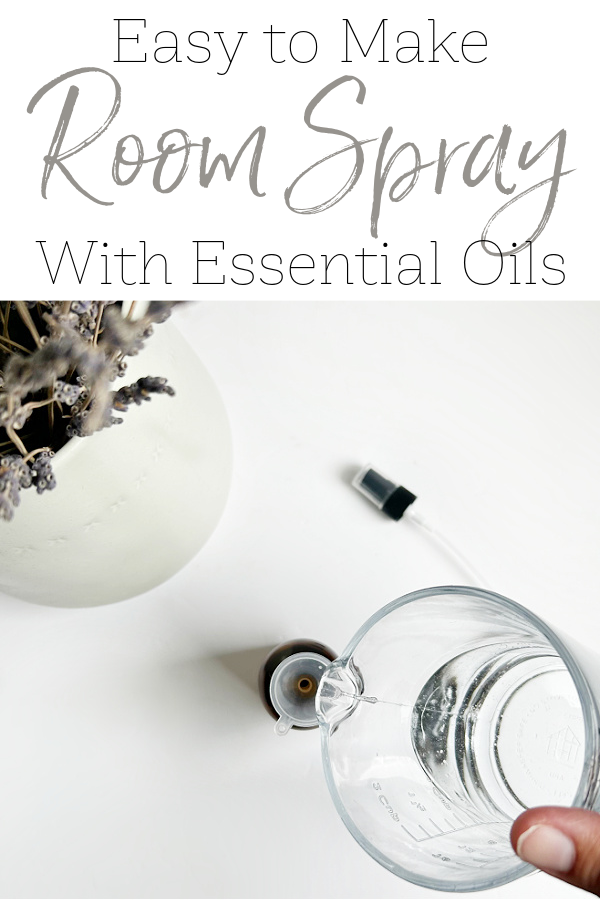 Pouring homemade room spray into bottle