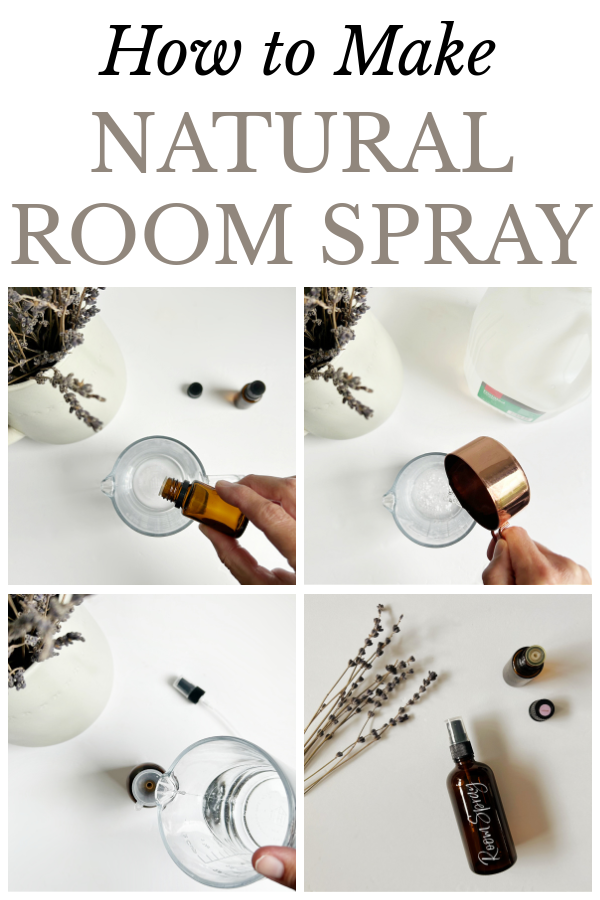 Collage of images showing how to make a DIY Room Spray