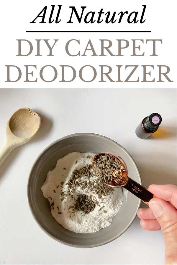 Adding dried lavender to a natural homemade carpet deodorizer