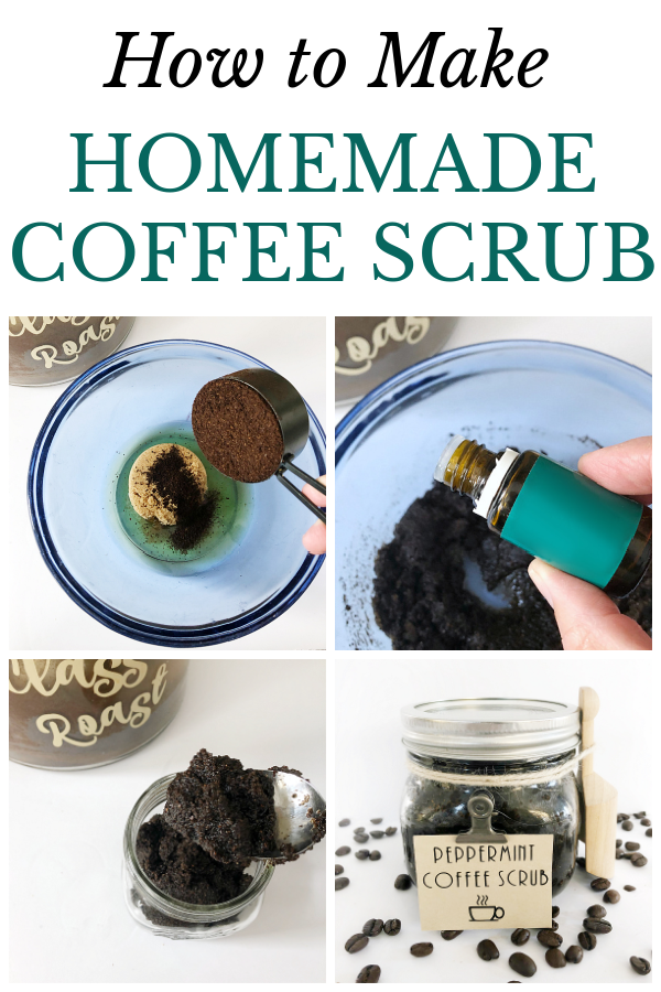 Collage of images showing how to make DIY Coffee Scrub