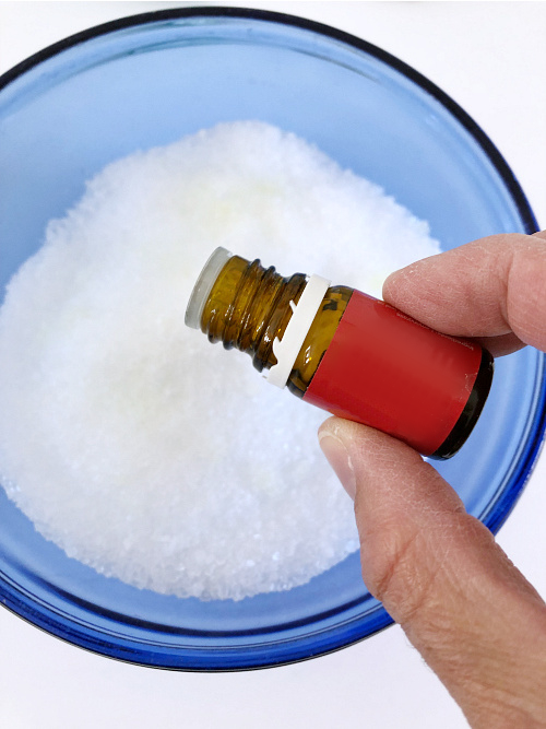 Adding essential oil to a DIY Foot Soak Recipe